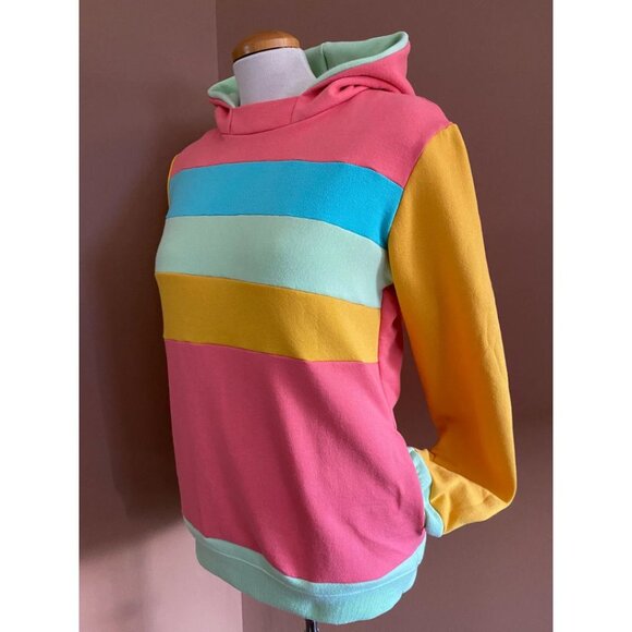 Topical Sunrise Upcycled Hoodie w/ Pockets Sweatshirt One-of-a-Kind MungoCrafts - Picture 3 of 5